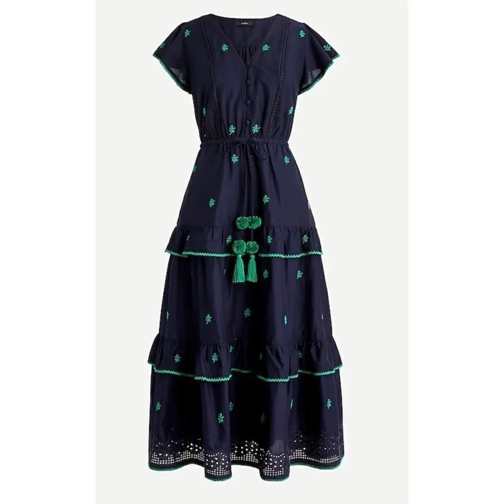 J.Crew Embroidered Midi Dress In Cotton Voile Size 10 / Néw No Tags